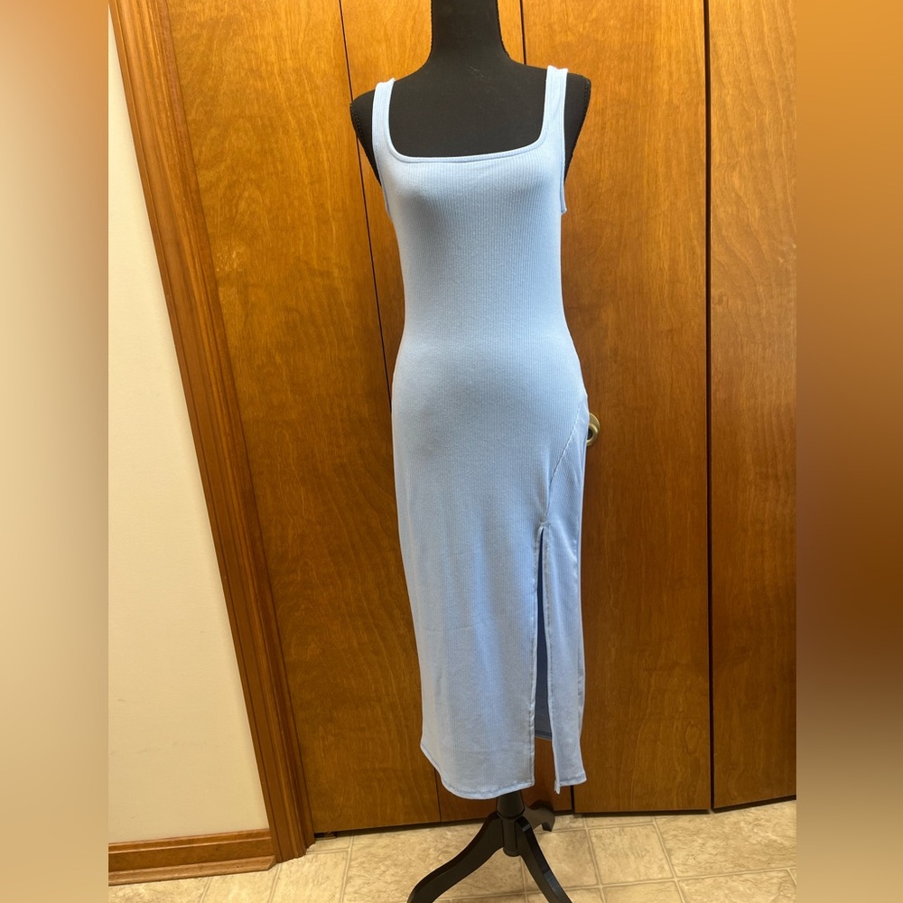 Timing Sky Blue Ribbed Dress